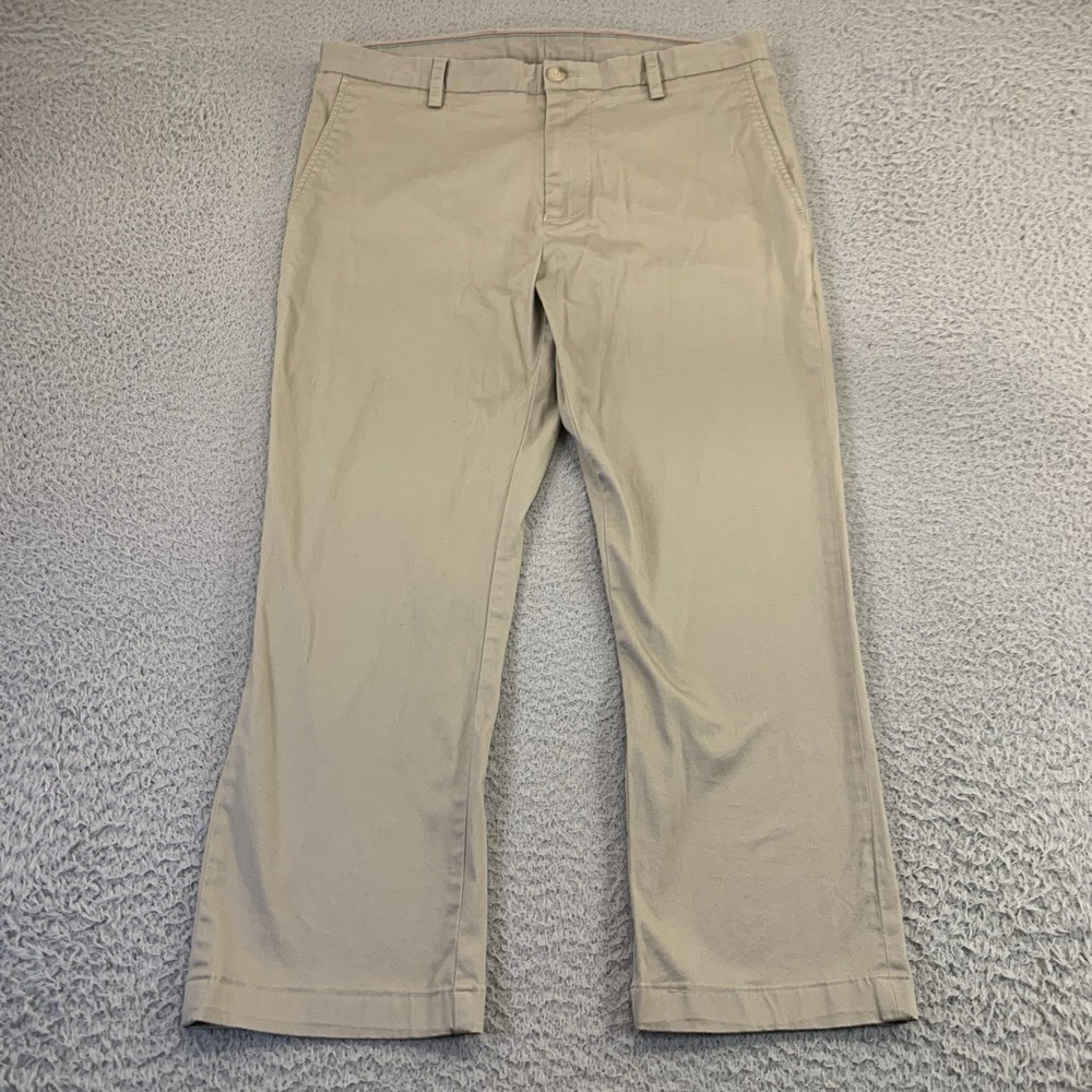 Southern Tide Chino Pants Mens 35x25 Tan Short Khaki Dress Cotton Blend Straight